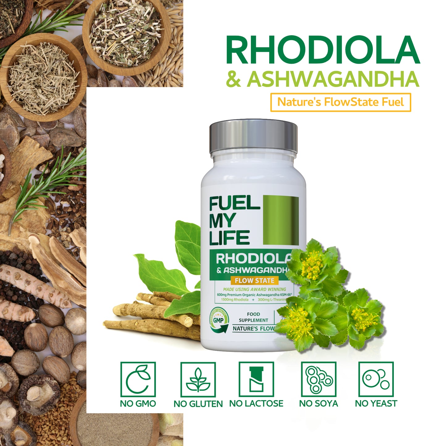 Flow State Rhodiola and Ashwagandha with L-Theanine