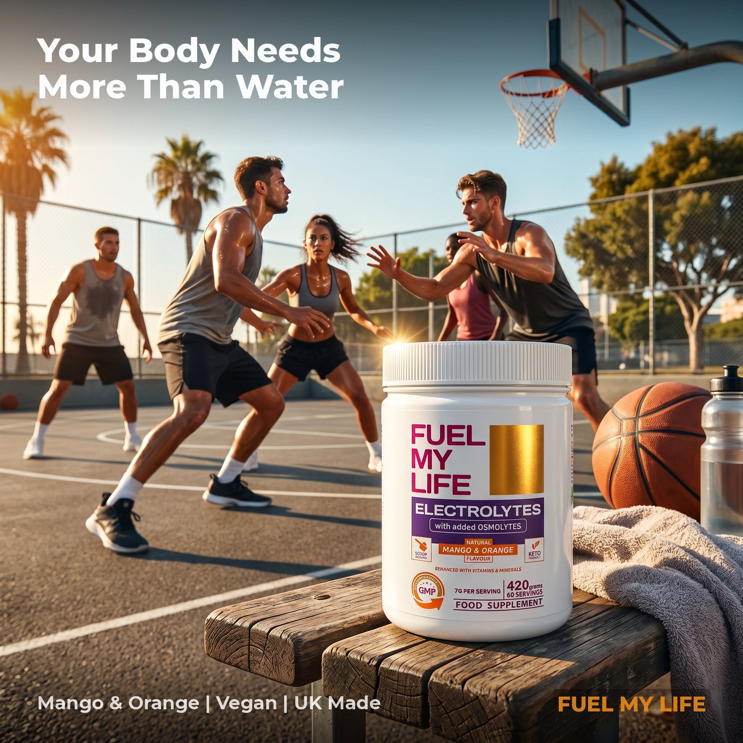 FuelMyLife Electrolyte Powder – Natural Mango & Orange | 420g | 60 Servings